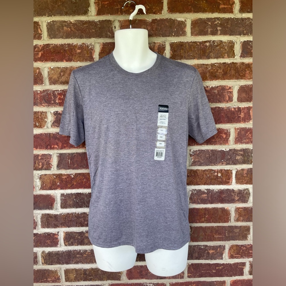 New With Sticker Men’s Anvil Heather Graphite Gray Semi Fitted Tee Size Medium